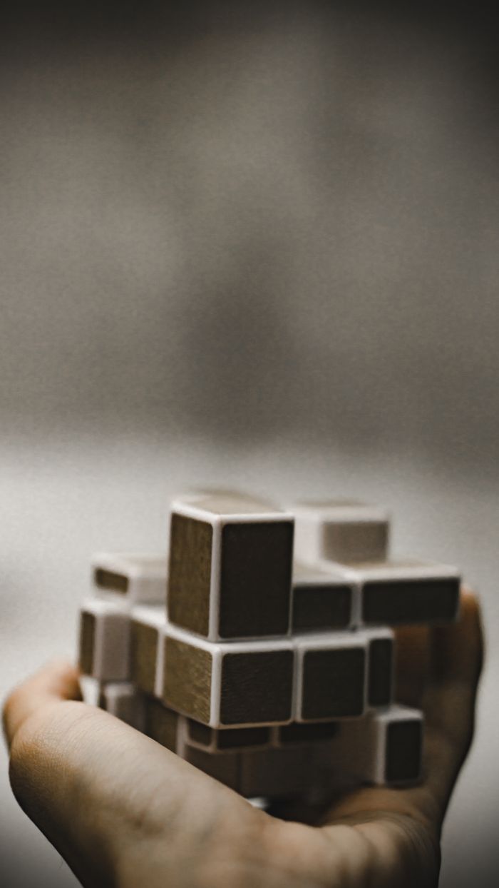 services-01 A close-up of a hand holding a complex wooden puzzle toy, symbolizing mental challenges.